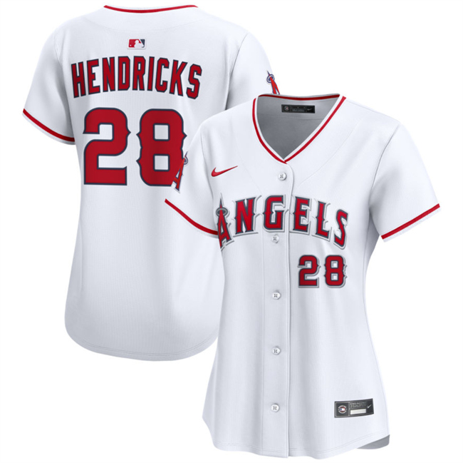 Women's Los Angeles Angels #28 Kyle Hendricks White Home Stitched Baseball Jersey(Run Small)
